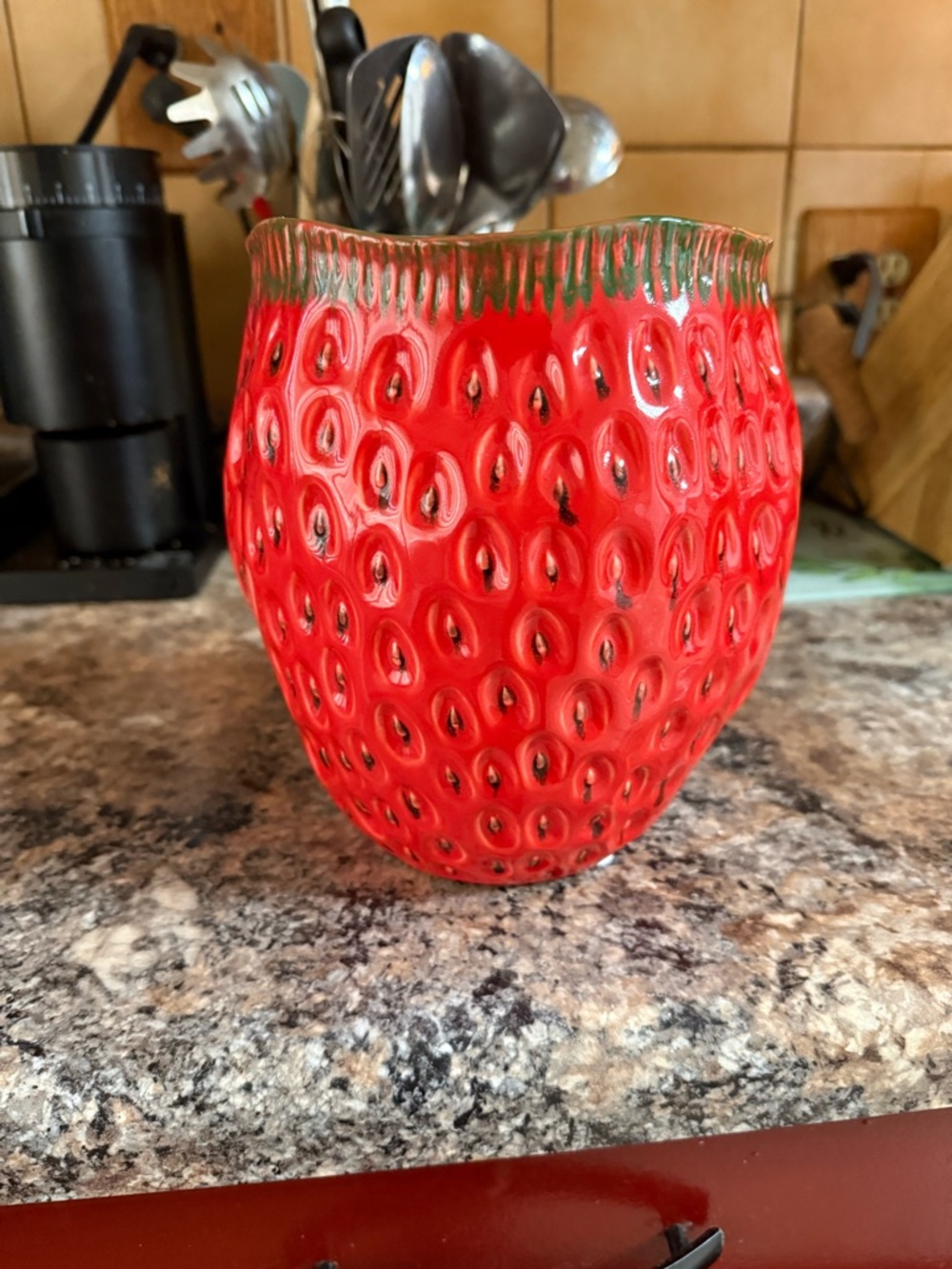 Red Ceramic Strawberry Vase